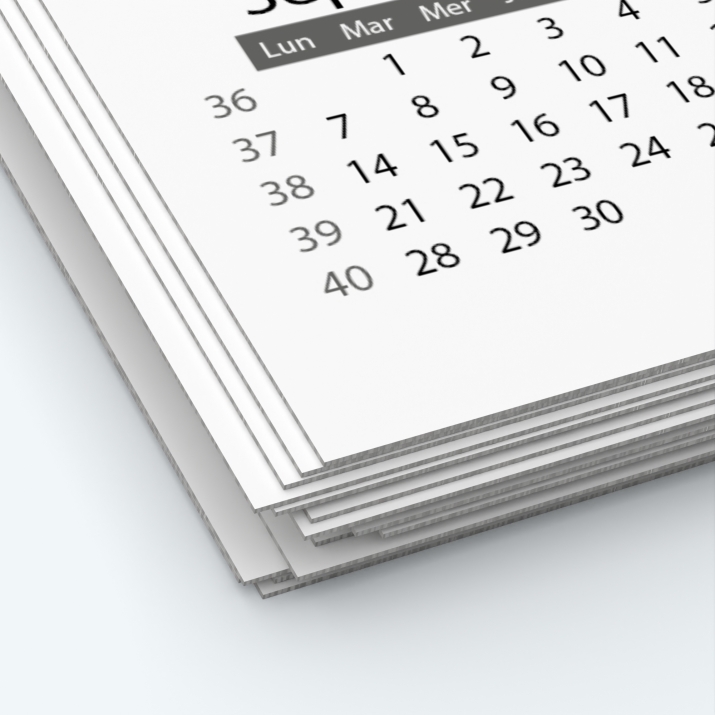 Calendrier photo une page - Papier épais rigide 400 g/m2