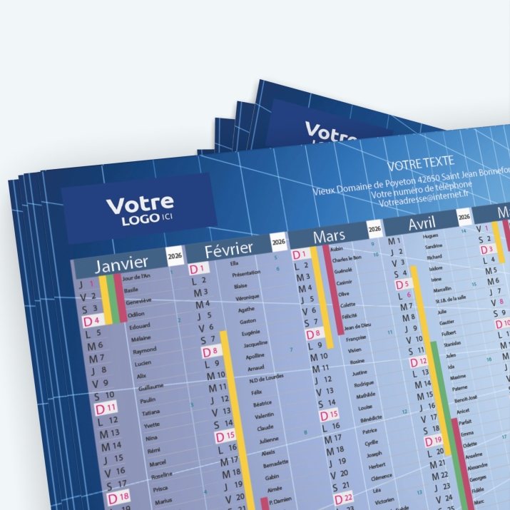 Calendrier de poche CLASSIC - Nombre de photos, logos et texte illimité