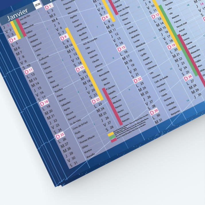 Calendrier de poche CLASSIC - Grille calendaire personnalisable