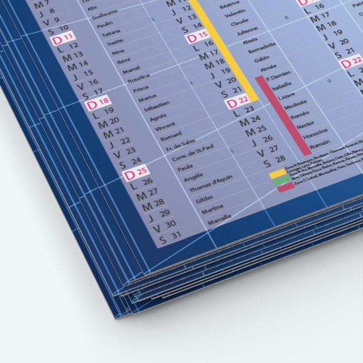 Calendrier de poche CLASSIC - Papier épais rigide 400 g/m2