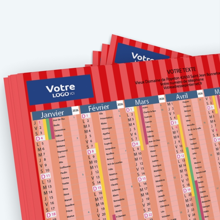 Calendrier de poche CLASSIC - Nombre de photos, logos et texte illimité