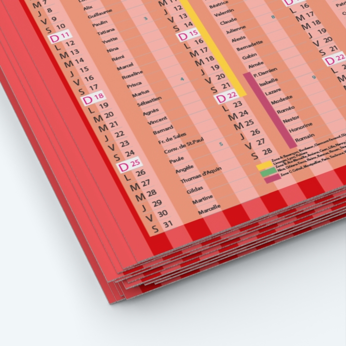 Calendrier de poche CLASSIC - Papier épais rigide 400 g/m2