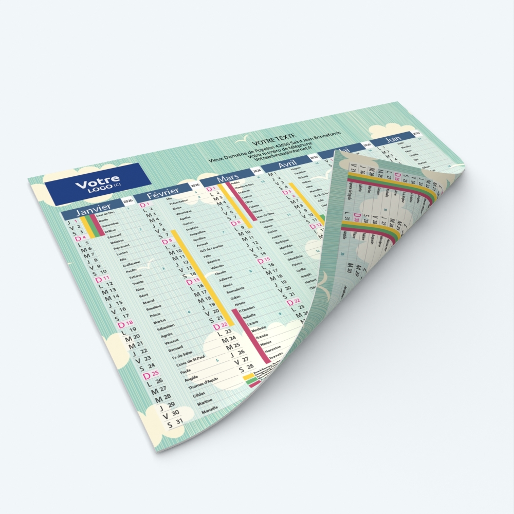 Calendrier de poche CLASSIC - Impression recto/verso