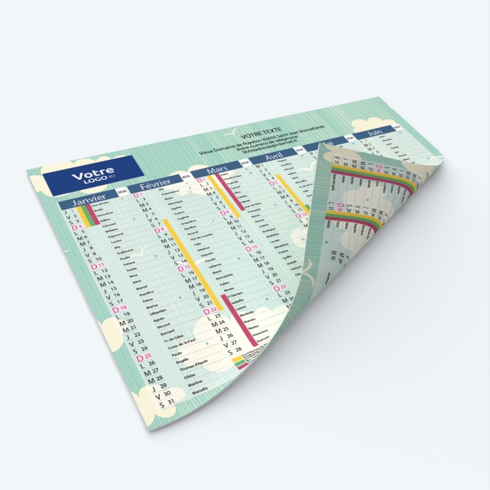 Calendrier de poche CLASSIC - Impression recto/verso