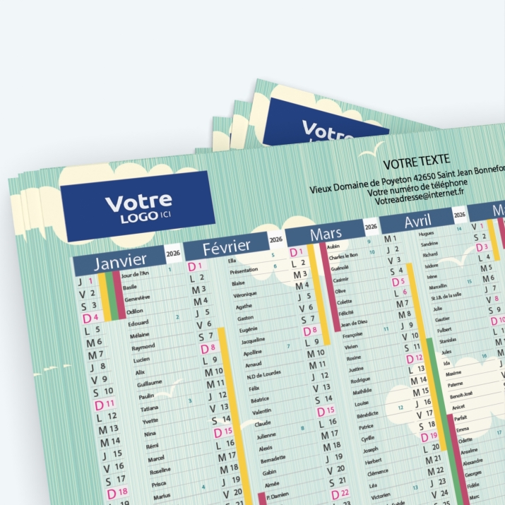 Calendrier de poche CLASSIC - Nombre de photos, logos et texte illimité