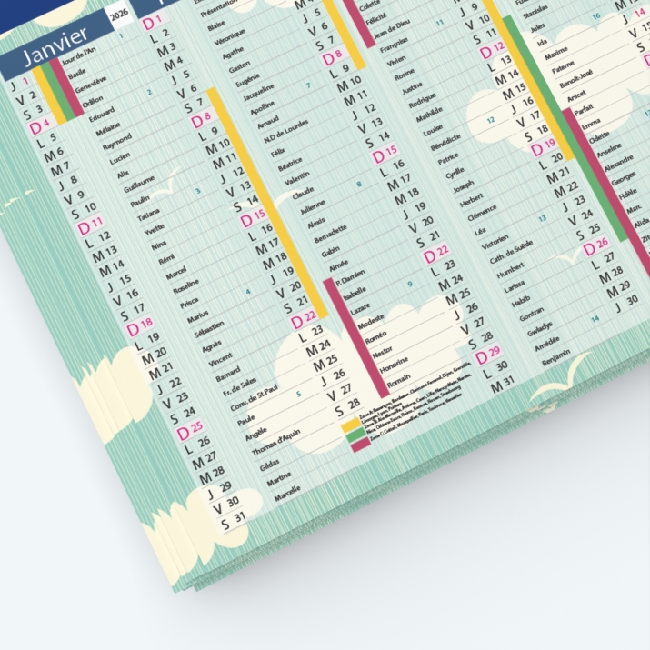 Calendrier de poche CLASSIC - Grille calendaire personnalisable