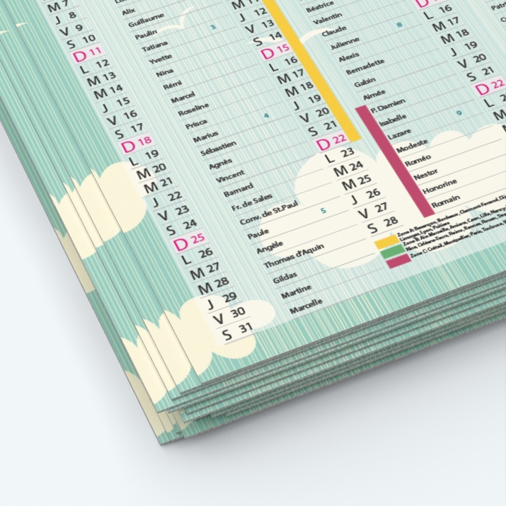 Calendrier de poche CLASSIC - Papier épais rigide 400 g/m2