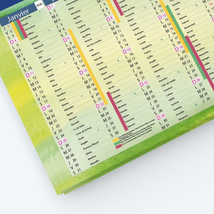 Calendrier de poche CLASSIC - Grille calendaire personnalisable