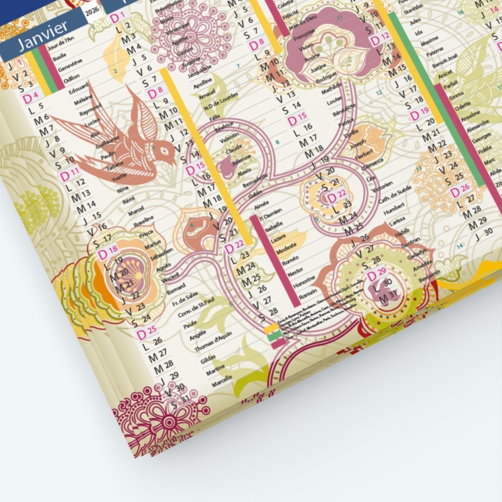 Calendrier de poche CLASSIC - Grille calendaire personnalisable