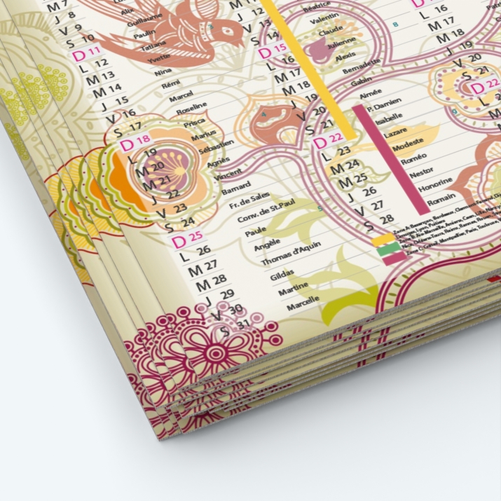 Calendrier de poche CLASSIC - Papier épais rigide 400 g/m2