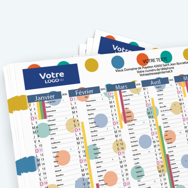 Calendrier de poche CLASSIC - Nombre de photos, logos et texte illimité