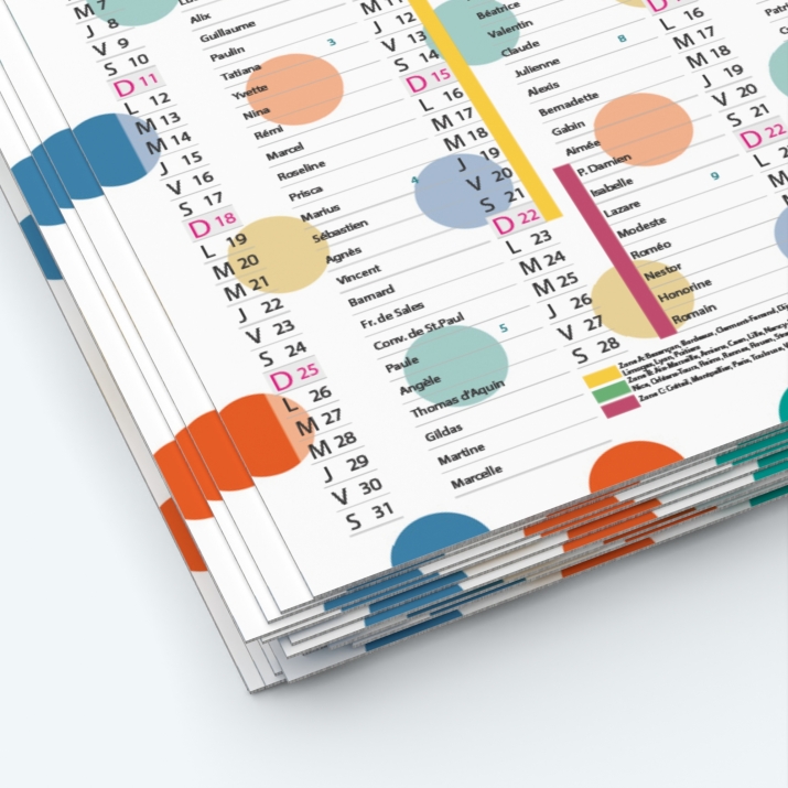 Calendrier de poche CLASSIC - Papier épais rigide 400 g/m2