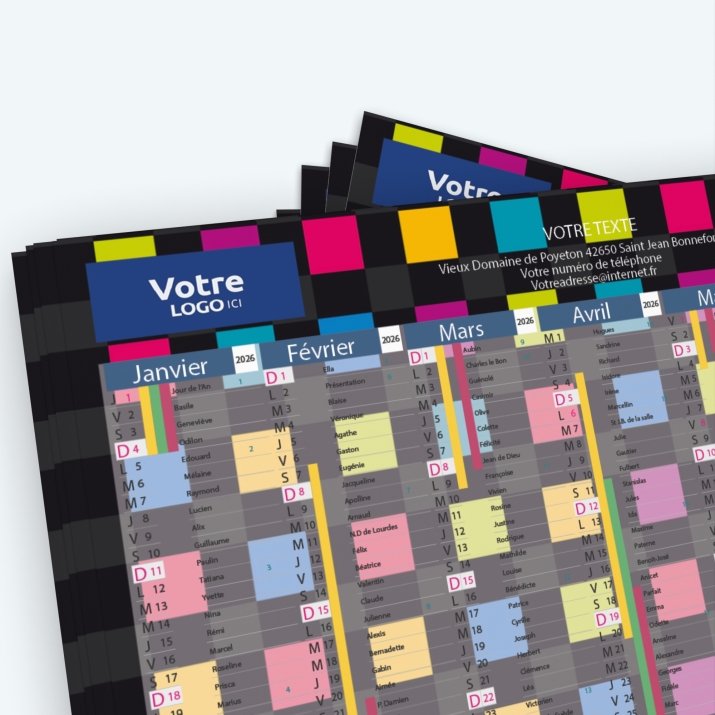 Calendrier de poche CLASSIC - Nombre de photos, logos et texte illimité