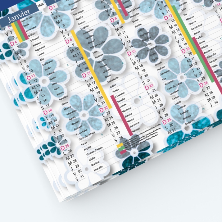 Calendrier de poche CLASSIC - Grille calendaire personnalisable