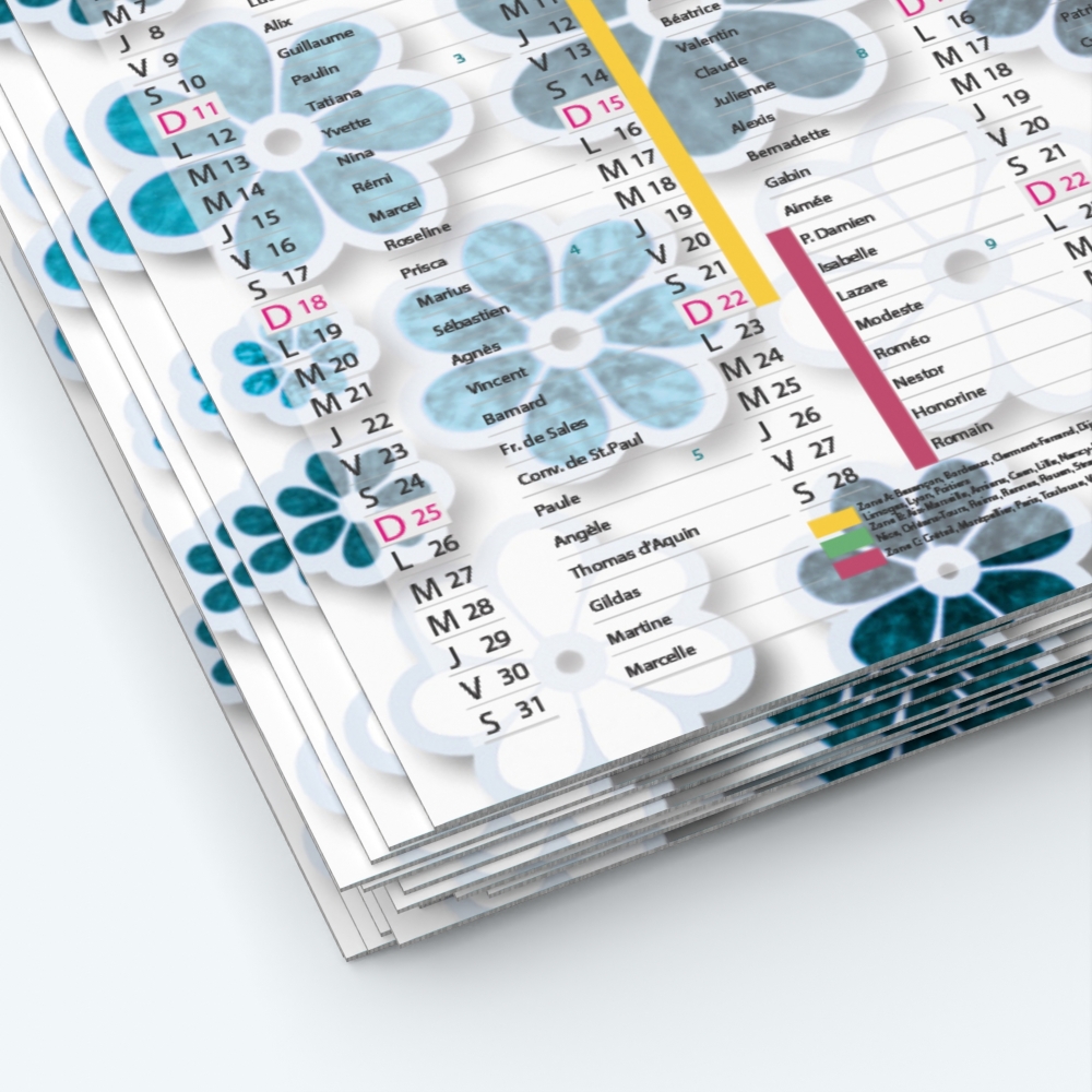 Calendrier de poche CLASSIC - Papier épais rigide 400 g/m2