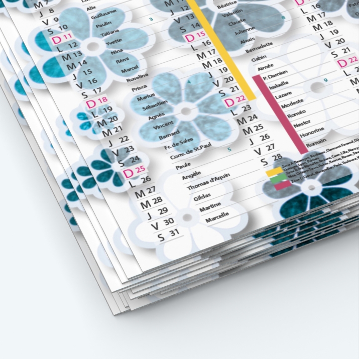 Calendrier de poche CLASSIC - Papier épais rigide 400 g/m2