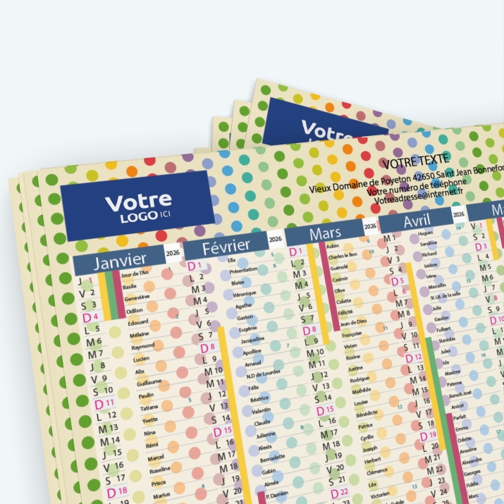 Calendrier de poche CLASSIC - Nombre de photos, logos et texte illimité