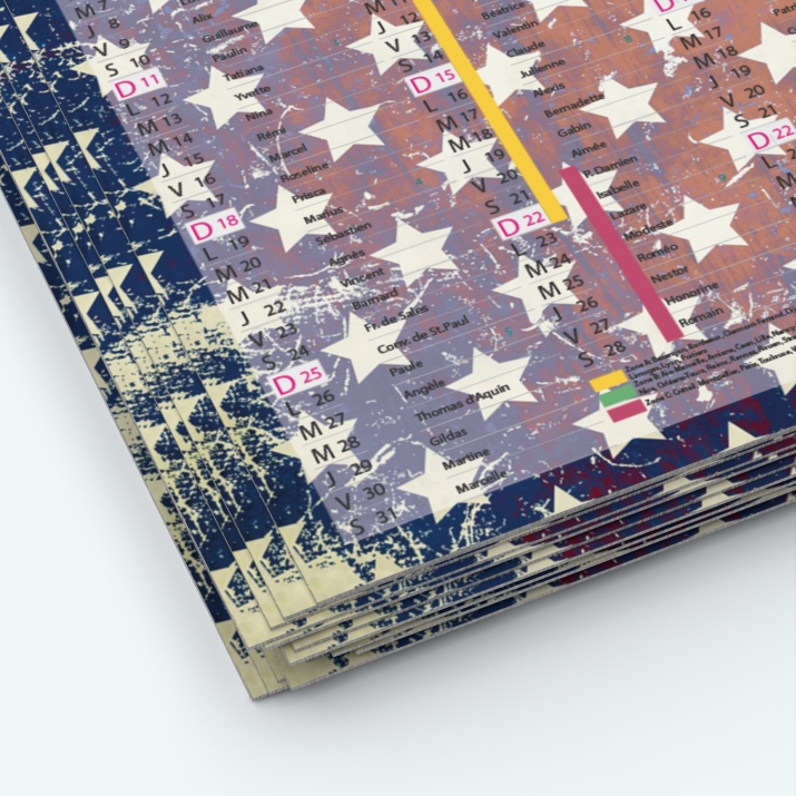 Calendrier de poche CLASSIC - Papier épais rigide 400 g/m2