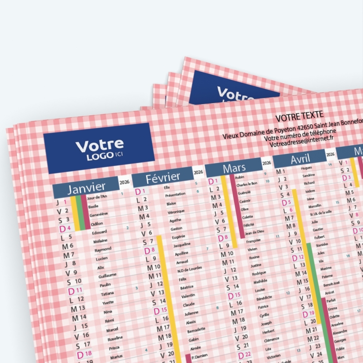 Calendrier de poche CLASSIC - Nombre de photos, logos et texte illimité