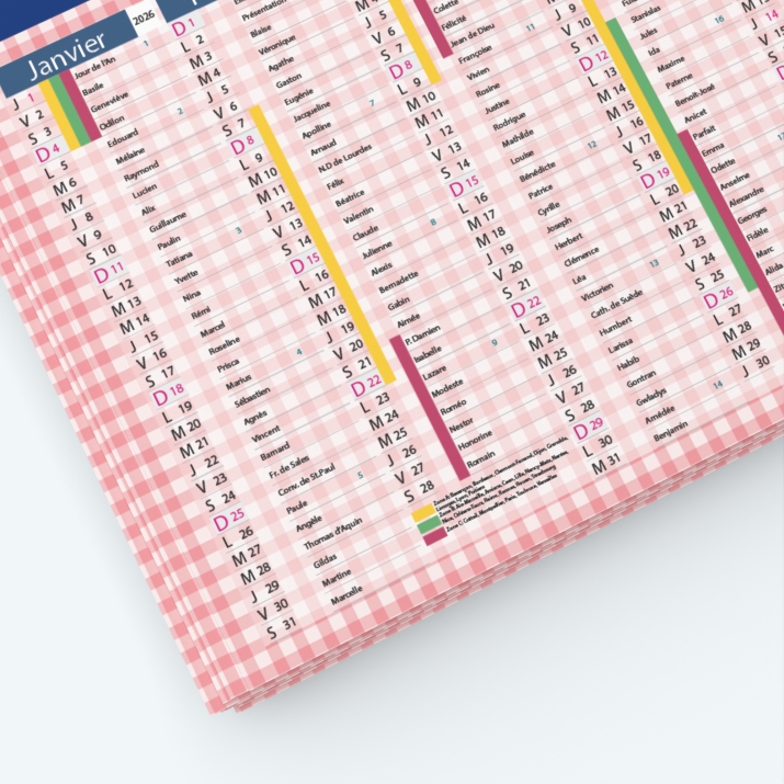 Calendrier de poche CLASSIC - Grille calendaire personnalisable