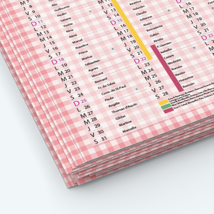Calendrier de poche CLASSIC - Papier épais rigide 400 g/m2