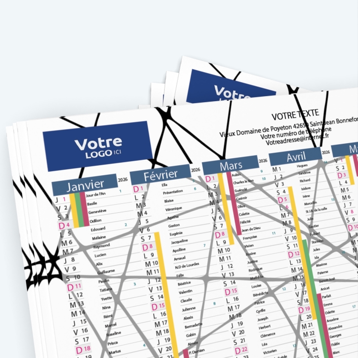 Calendrier de poche CLASSIC - Nombre de photos, logos et texte illimité