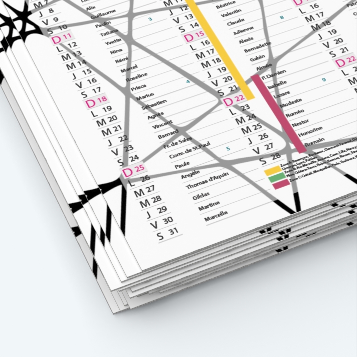Calendrier de poche CLASSIC - Papier épais rigide 400 g/m2