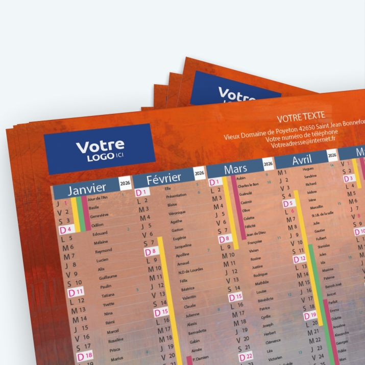 Calendrier de poche CLASSIC - Nombre de photos, logos et texte illimité