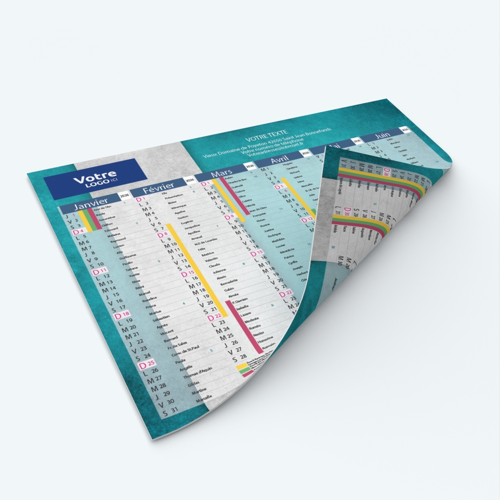 Calendrier de poche CLASSIC - Impression recto/verso