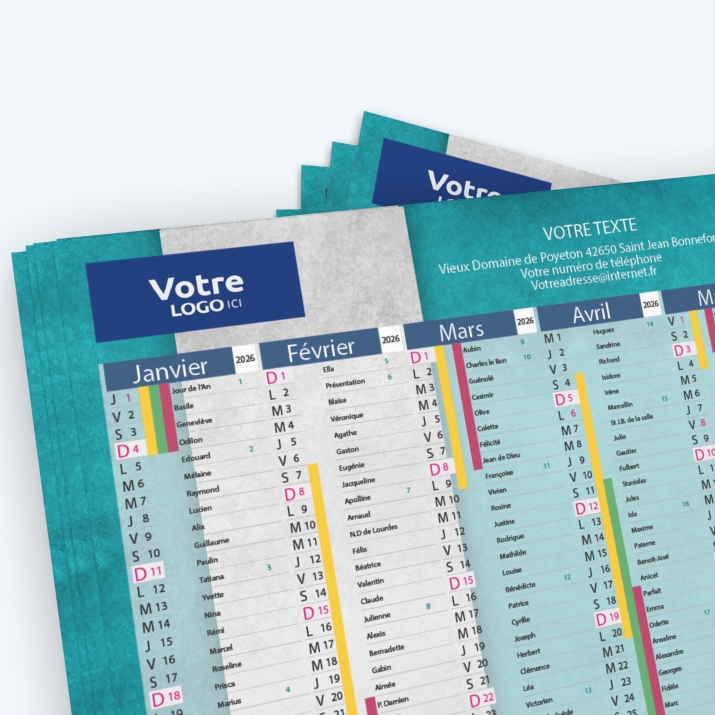 Calendrier de poche CLASSIC - Nombre de photos, logos et texte illimité