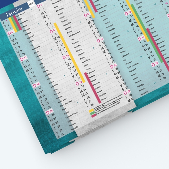 Calendrier de poche CLASSIC - Grille calendaire personnalisable