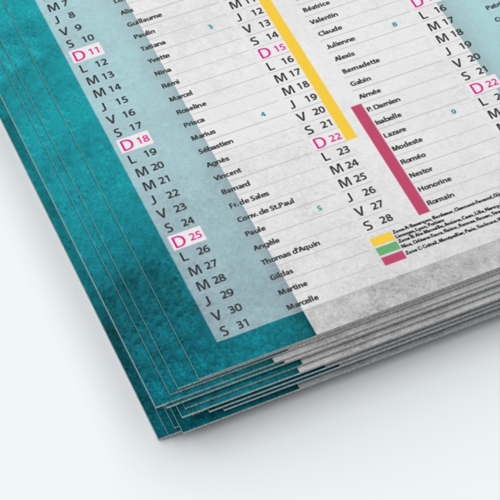 Calendrier de poche CLASSIC - Papier épais rigide 400 g/m2