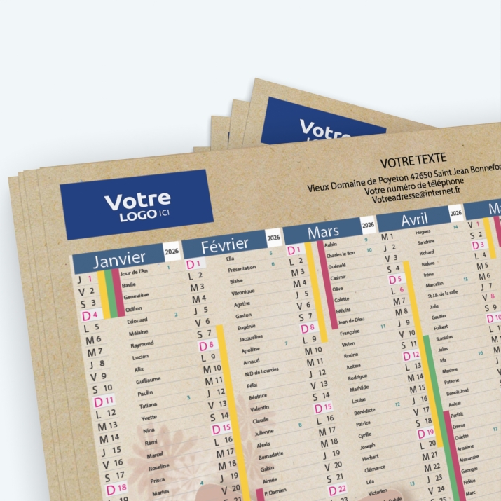 Calendrier de poche CLASSIC - Nombre de photos, logos et texte illimité