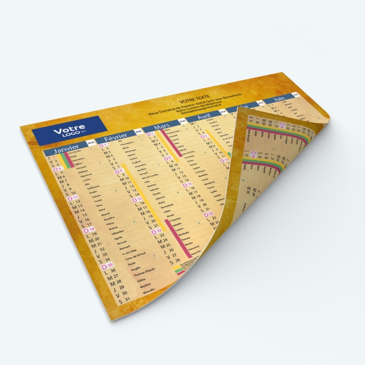 Calendrier de poche CLASSIC - Impression recto/verso