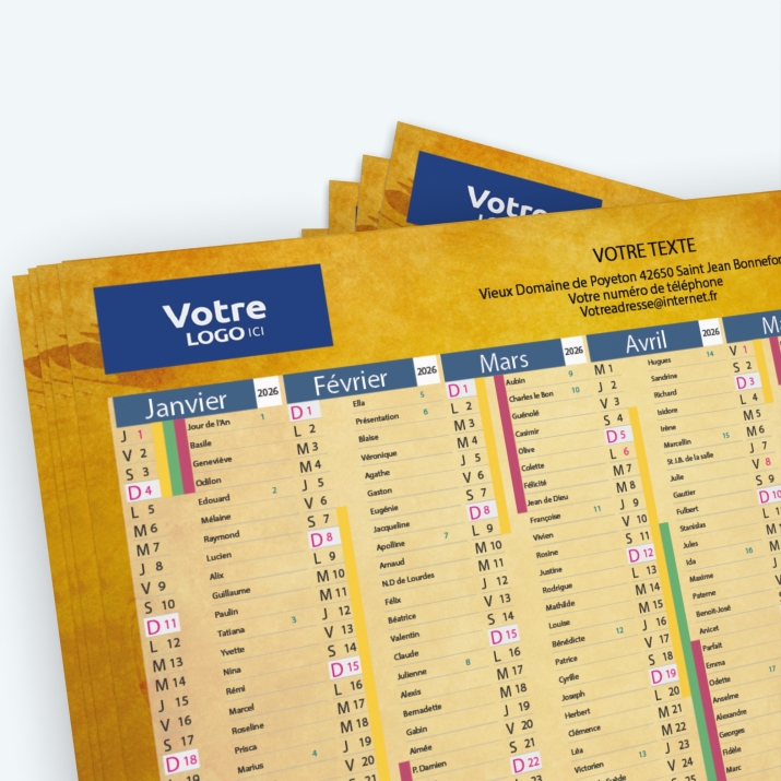 Calendrier de poche CLASSIC - Nombre de photos, logos et texte illimité