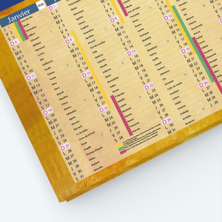 Calendrier de poche CLASSIC - Grille calendaire personnalisable