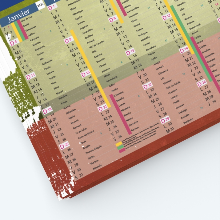 Calendrier de poche CLASSIC - Grille calendaire personnalisable