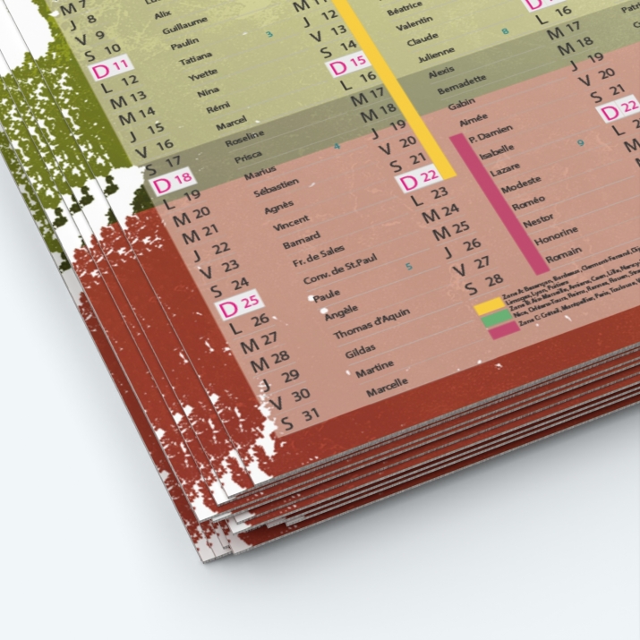 Calendrier de poche CLASSIC - Papier épais rigide 400 g/m2