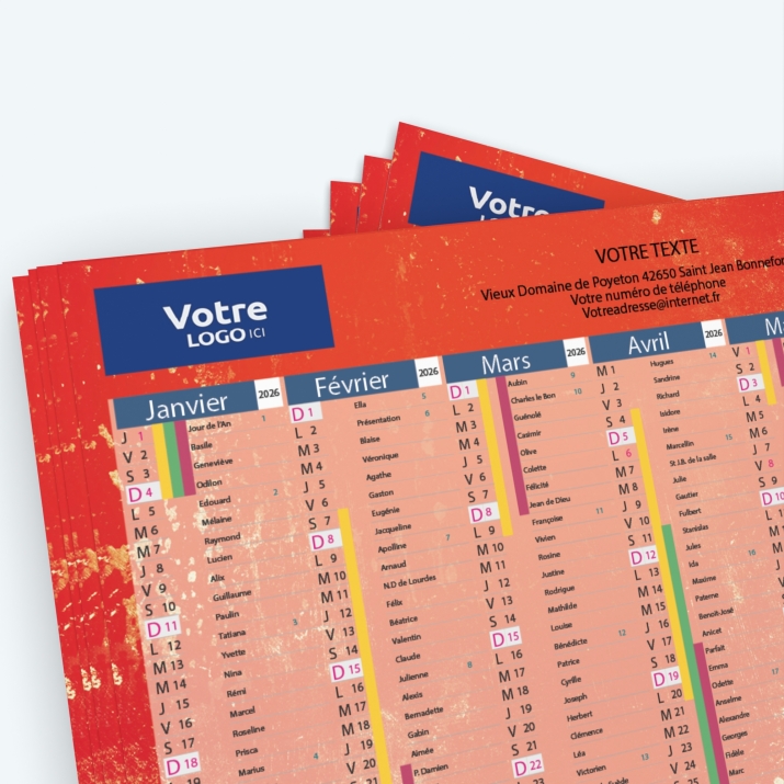 Calendrier de poche CLASSIC - Nombre de photos, logos et texte illimité