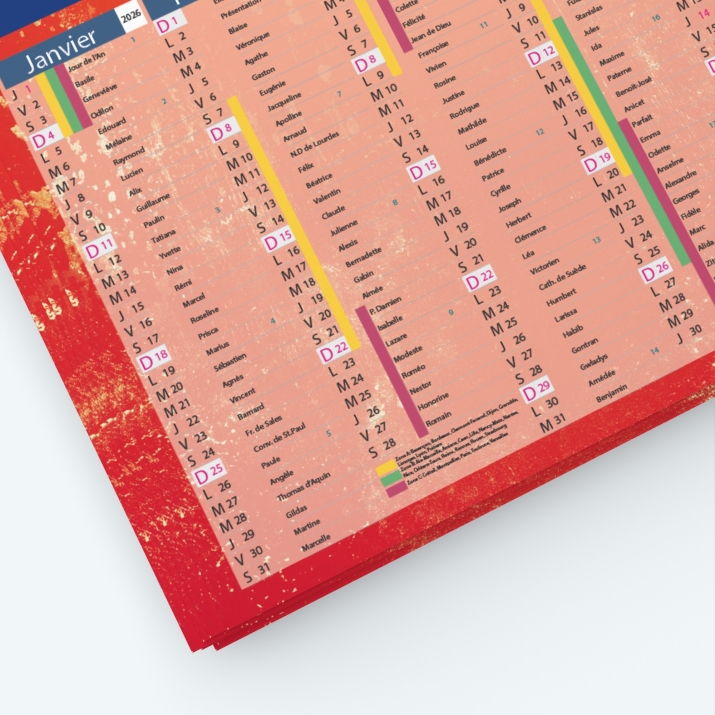 Calendrier de poche CLASSIC - Grille calendaire personnalisable