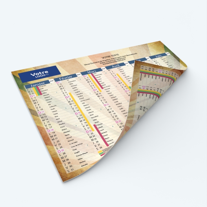 Calendrier de poche CLASSIC - Impression recto/verso