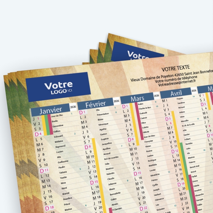 Calendrier de poche CLASSIC - Nombre de photos, logos et texte illimité