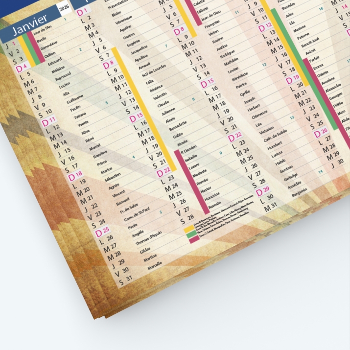 Calendrier de poche CLASSIC - Grille calendaire personnalisable