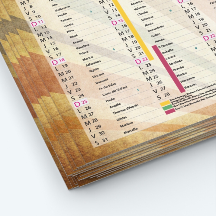 Calendrier de poche CLASSIC - Papier épais rigide 400 g/m2