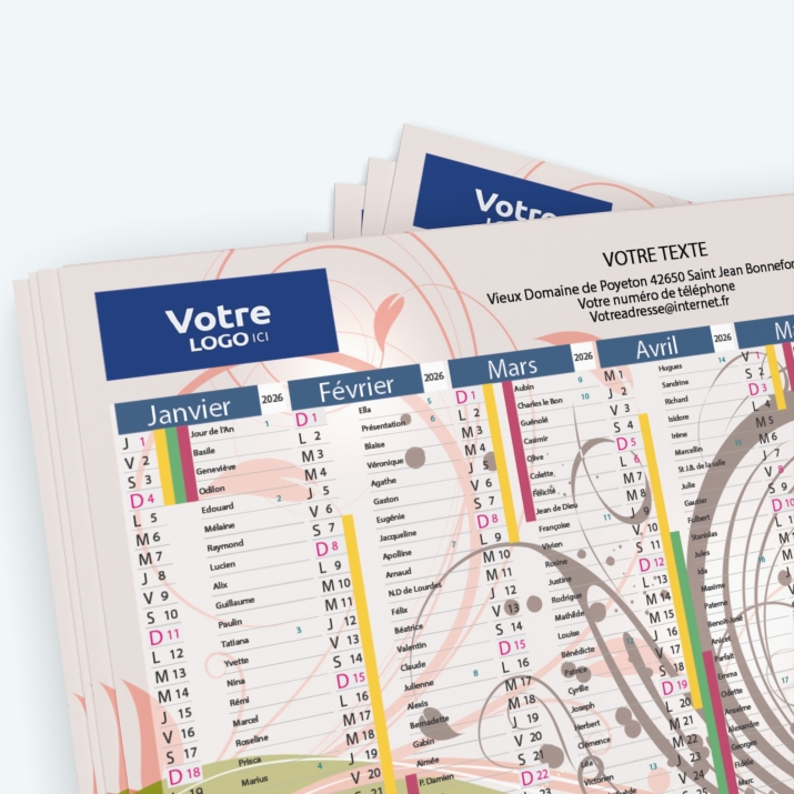 Calendrier de poche CLASSIC - Nombre de photos, logos et texte illimité
