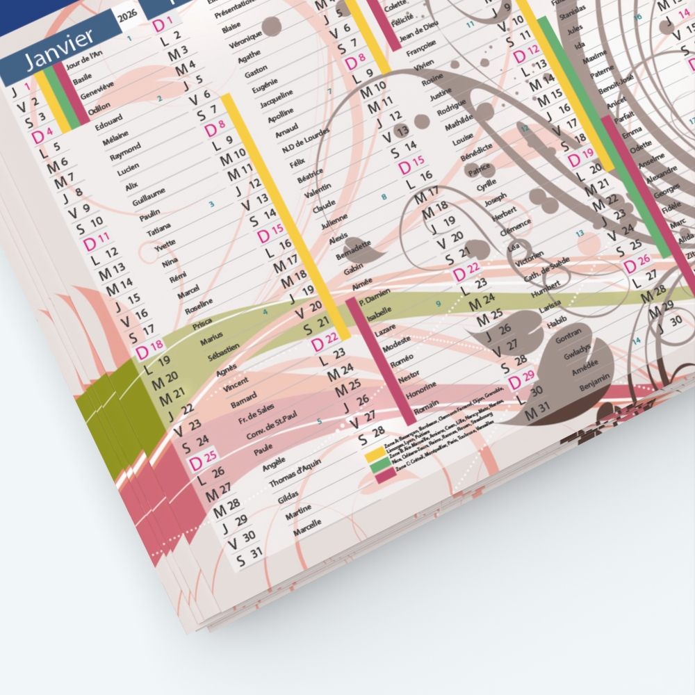 Calendrier de poche CLASSIC - Grille calendaire personnalisable