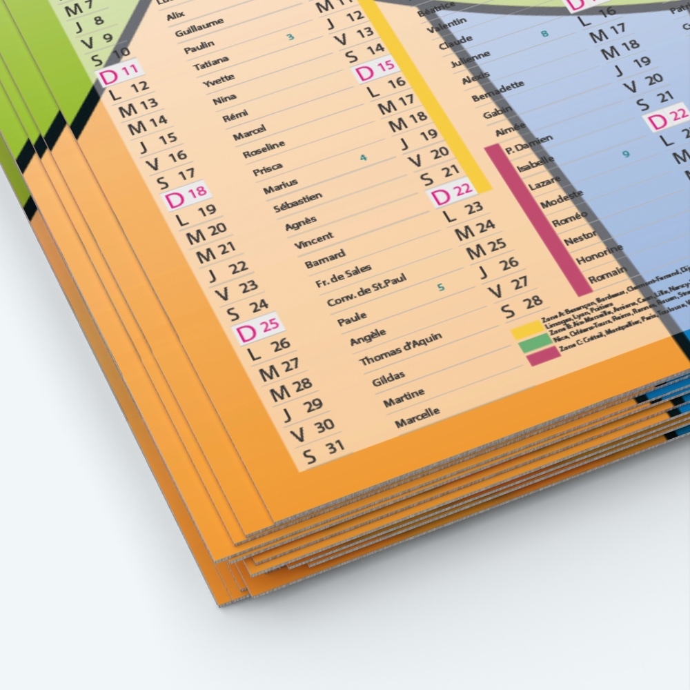Calendrier de poche CLASSIC - Papier épais rigide 400 g/m2