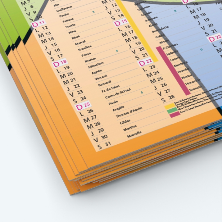 Calendrier de poche CLASSIC - Papier épais rigide 400 g/m2