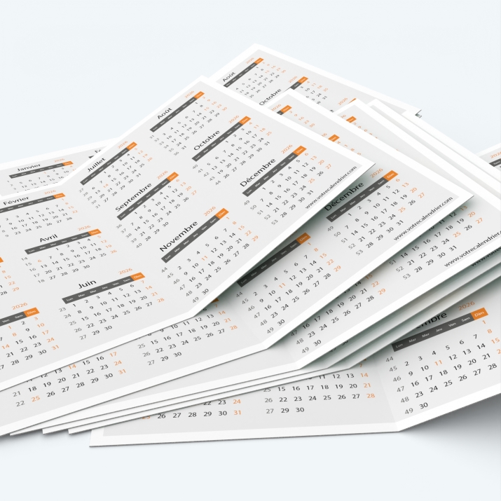 Calendrier de poche DOUBLE - Minimum de commande : 25 exemplaires