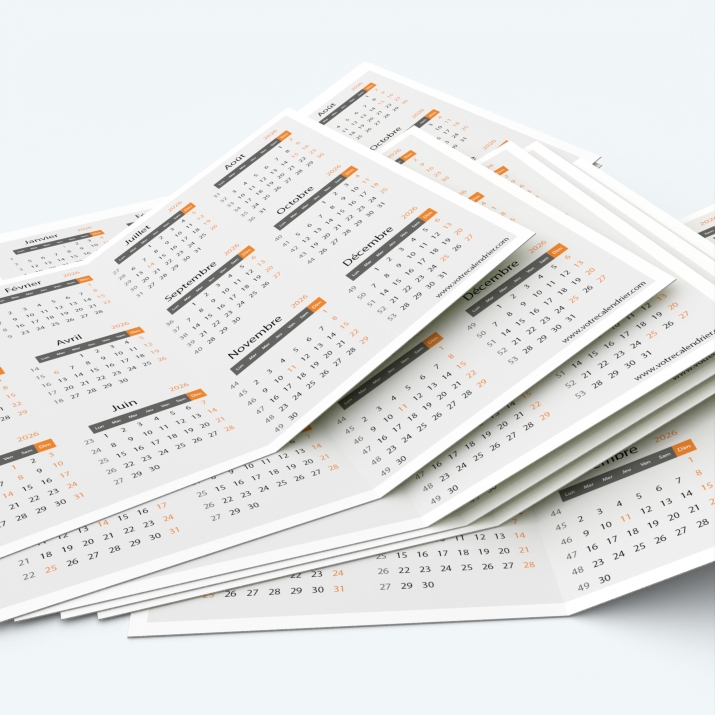 Calendrier de poche DOUBLE - Minimum de commande : 25 exemplaires